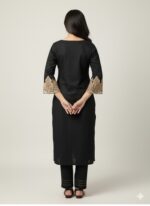 Elegance in Black Festive Embroidered Trouser Suit - Image 2