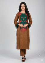 Emerald Fusion Embroidered Brown 2-Piece Suit