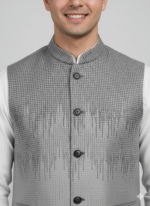 Ombre Grid Contemporary Grey Waistcoat - Image 2