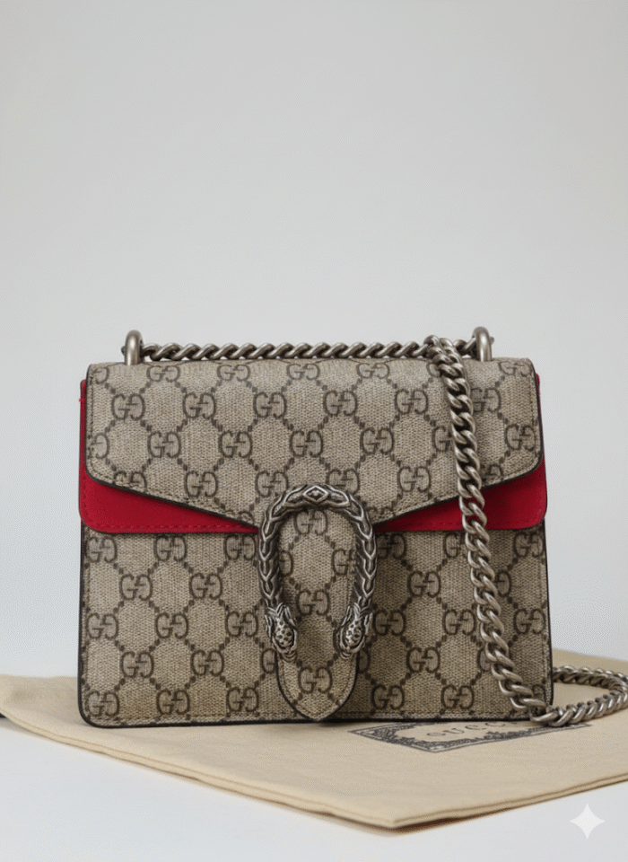 Gucci Dionysus GG Supreme Shoulder Bag with Red Suede - Image 1