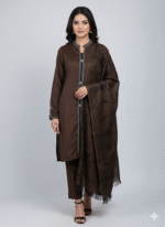 Sophisticated Brown Embellished 3-Piece Suit