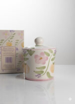 Set of  Purple Prined Bone China Tea Cups & Saucers