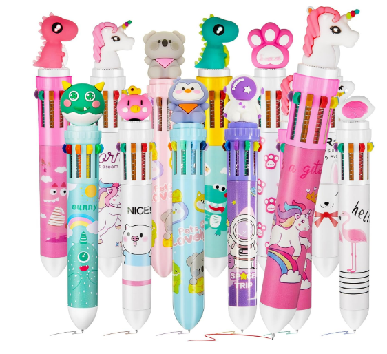 12 Retractable Ballpoint Pens 0.5 mm Animals Ballpoint Pens Christmas Gift for Students Animal Shaped Design Shuttle Pens for School Supplies for Kids - Image 1