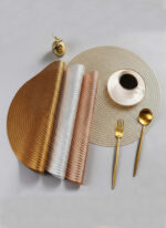 MANGATA PLACEMATS AND COASTER SETS, ROUND PVC PLACEMAT WASHABLE HOLLOW TABLE MATS SET FOR KITCHEN DINING TABLE