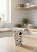 Johnson Brothers Vintage Tall Mugs Black & White Geometric Design - Image 3