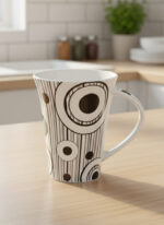 Johnson Brothers Vintage Tall Mugs Black & White Geometric Design