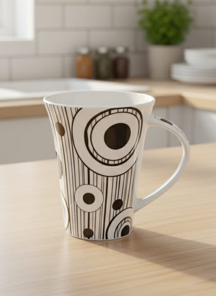 252 Johnson Brothers Vintage Tall Mugs Black & White Geometric Design - Image 1