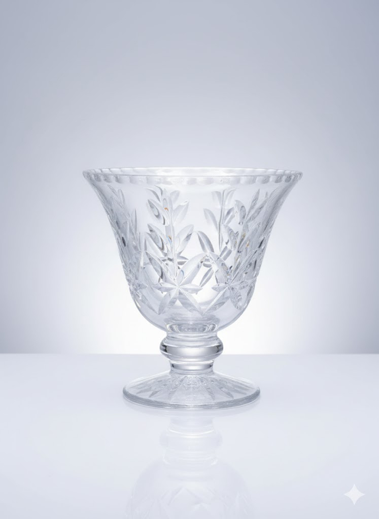 4 STUART CRYSTAL CUT GLASS SMALL PEDESTAL BOWL MADE IN ENGLAND, Signed on Base - Image 1