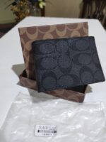 Coach Compact ID Signature Wallet Men's - Black - Image 2