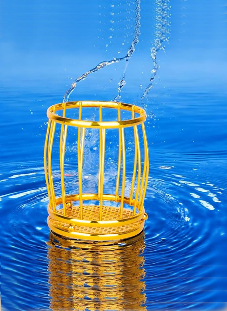 6 Spoon Holder Gold Metallic Round - Image 1