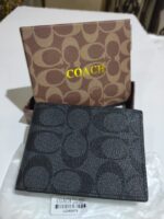 Coach Compact ID Signature Wallet Men's - Black - Image 3