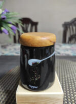 Salt Pot: Picture Salt Jar, Black