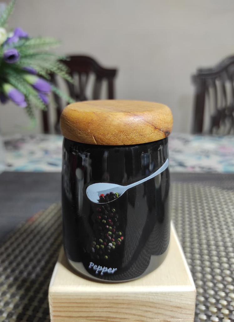 7 Salt Pot: Picture Salt Jar, Black - Image 1