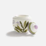 Set of  Purple Prined Bone China Tea Cups & Saucers - Image 2