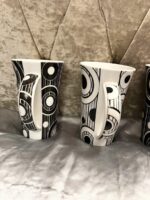 Johnson Brothers Vintage Tall Mugs Black & White Geometric Design - Image 2