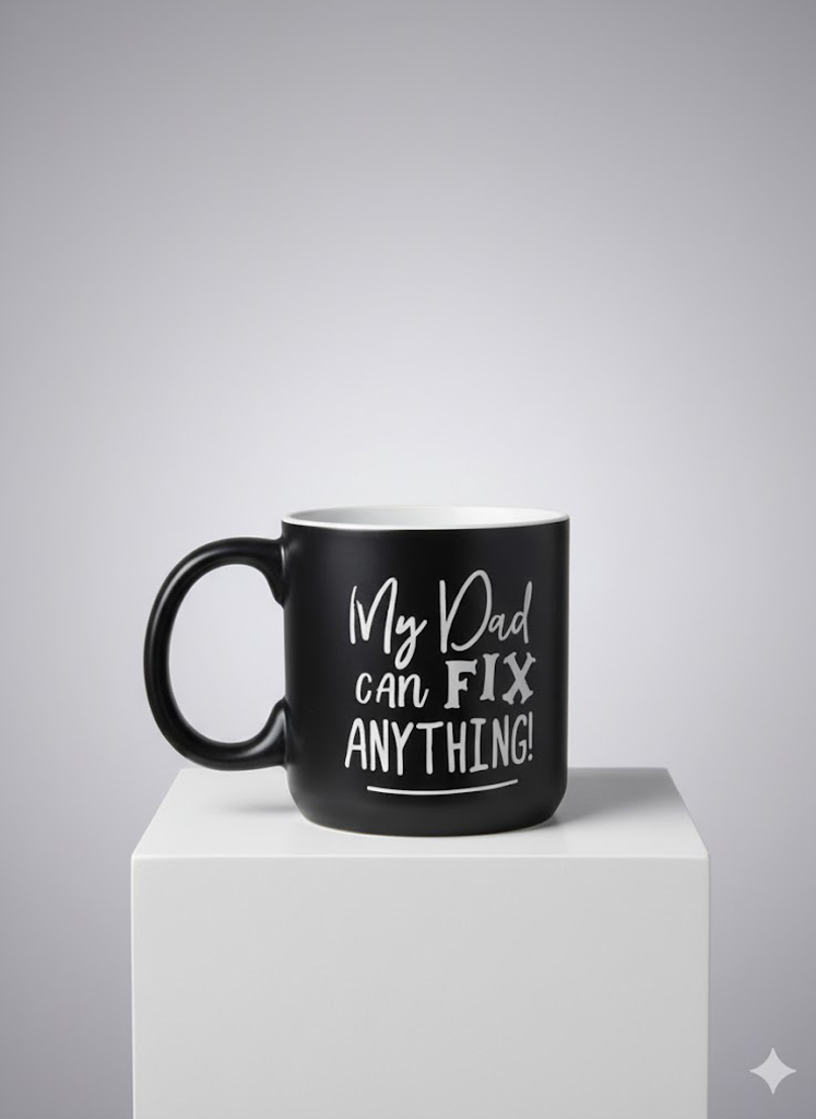 946 fathers daay gifts - My Dad can fix Anything - White Porcelain Coffee Cup,Premium 11 oz Funny Mugs White coffee cup Gifts Ideas - Image 1
