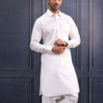 WHITE COTTON UNSTITCHED KAMEEZ SHALWAR FABRIC   J. - Image 2