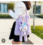 Sanrio Plush Tote Cartoon Cinnamon Melody Kuromi Carrying for Girls Cute Student Lunch Women Sg Travel School Bag Aesthetic Holiday Gifts - Image 4