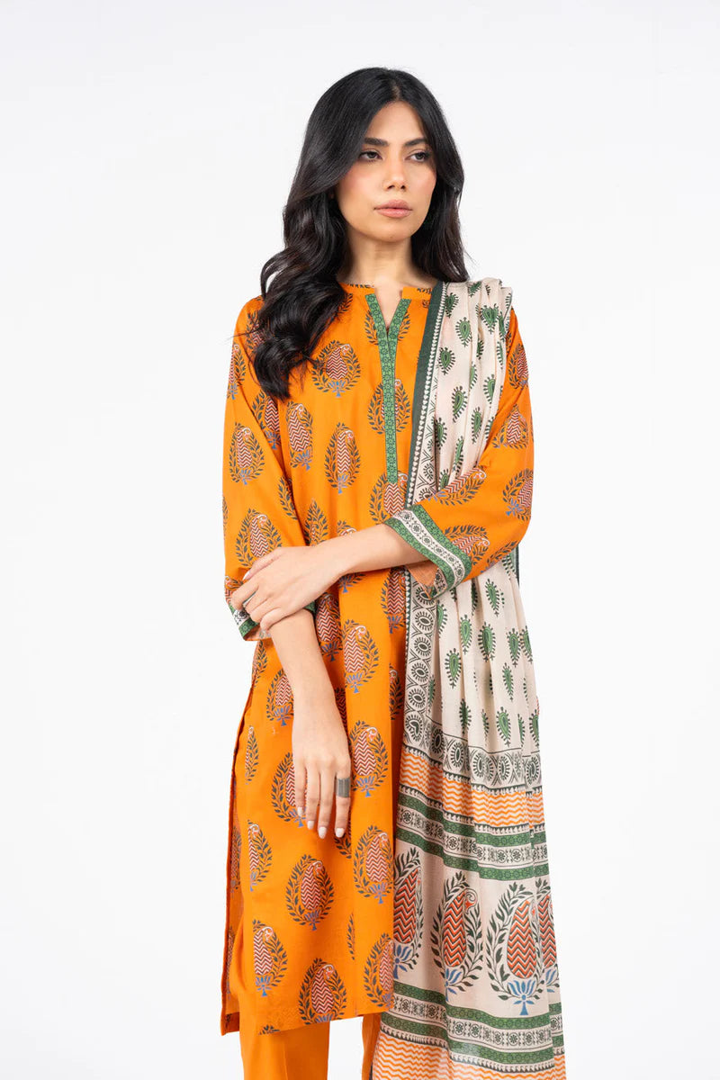 MSB-2-25-2-ORANGE-2 Alkaram Winter Khaddar 3pc - Image 1
