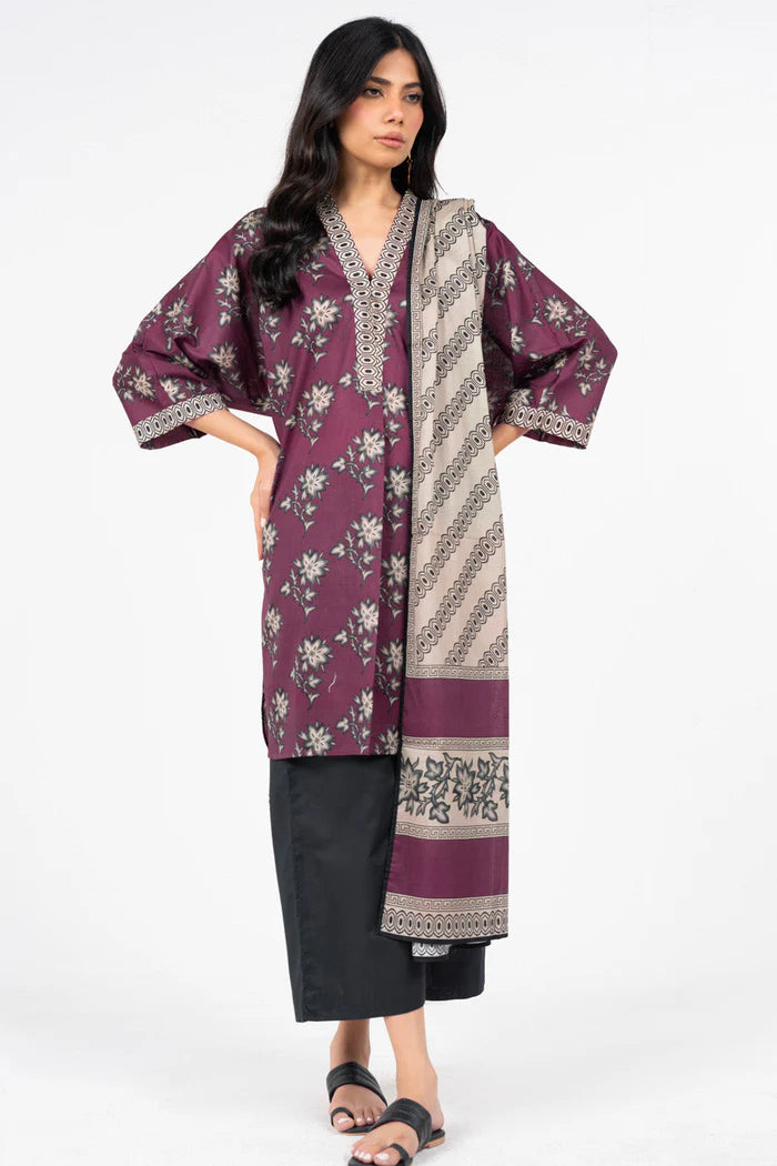 MSB-3-25-2-MAROON-1 Alkaram Winter Khaddar 3pc - Image 1