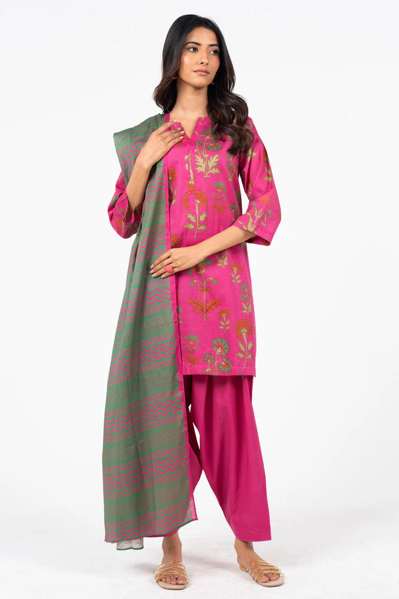 MSB-31-25-2-PINK-1 Alkaram Winter Khaddar 3pc - Image 1