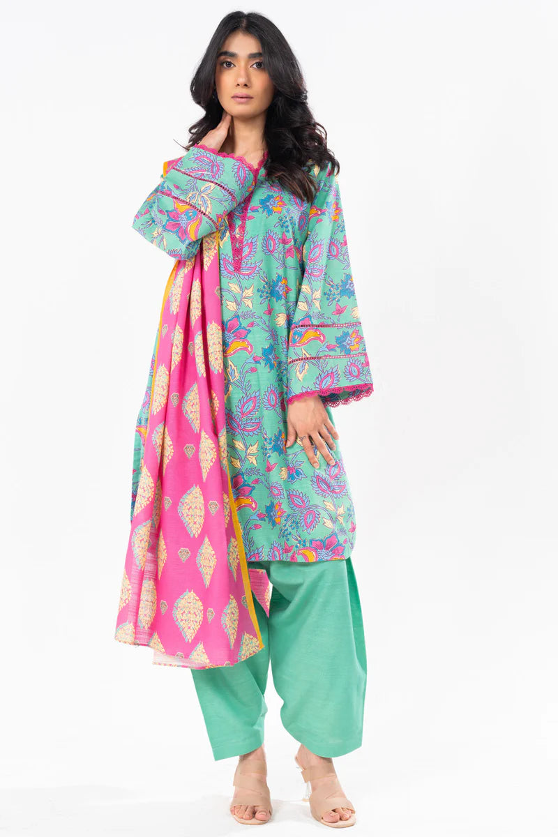 SLR-78-24-7-TURQUOISE-1 Alkaram Winter Khaddar 3pc - Image 1
