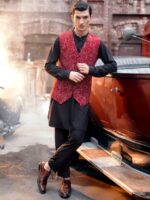 Maroon Blended Waistcoat - AL-WC-413 ALMIRA - Image 2