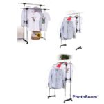 Double Pole Multifunctional Clothes Hanger Stand Portable Clothes Rack With Clothesline And Iron Hanger Stand - Image 6