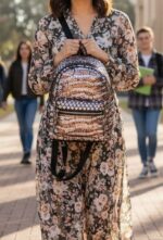 Brown sequin and studded mini backpack - Image 2