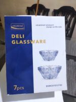 Delisoga Glassware 7 pcs 1x large Bowl 6x Small Bowls - Image 3