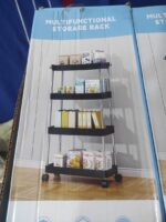 Multifunctional Storage Rack, Kitchen Bathroom Trolley 4 Tier Storage Cart Movable Cabinet with wheels kitchen organizer Drain Basket - Image 2