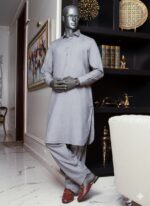 Light Grey Kameez Shalwar...Waseem Akram Winter Collection by Almira.