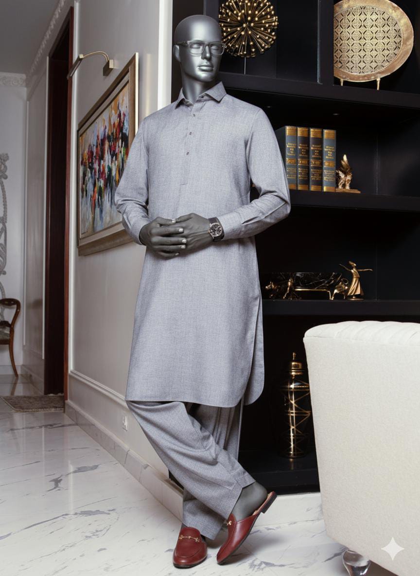 WhatsApp Image 2025-10-26 at 07.58.19_dc907b16 Light Grey Kameez Shalwar...Waseem Akram Winter Collection by Almira. - Image 1