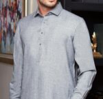 Light Grey Kameez Shalwar...Waseem Akram Winter Collection by Almira. - Image 3