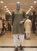 Olive Green Kurta...Winter Collection by Almira. - Image 5