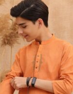Orange Blended Boy Kurta Embraided For 14 Year/16 year. - Image 3