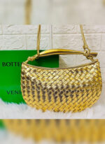 Bottega Veneta-Inspired Sardine Small Leather Tote (Gold) with Box.