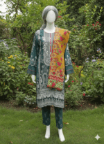 MULTICOLOR LIMINAL PRINTED KURTI.WITH LINEN SHAWL.