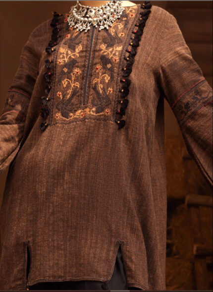 Copper Yarn-Dyed Two Tone Tunic EMBRIOERED