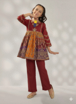 Maroon EMBROIDERED 3PC STITCHED. - Image 3