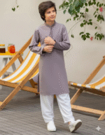 TEA PINK BLENDED KAMEEZ WHITE TROUSER. - Image 2