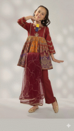 Maroon EMBROIDERED 3PC STITCHED. - Image 2