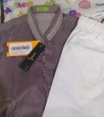 TEA PINK BLENDED KAMEEZ WHITE TROUSER. - Image 3