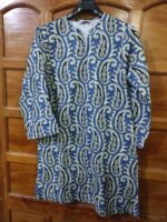 Blue and white Paisley Printed Tunic....Khaddar - Image 2