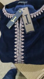 Navy Blue Velvet Embroidered Pret. - Image 2
