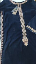 Navy Blue Velvet Embroidered Pret. - Image 3
