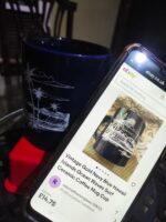 Vintage Gold Blue Hawaii Islands Ocean Waves Surf Ceramic Coffee Mug Cup - Image 3