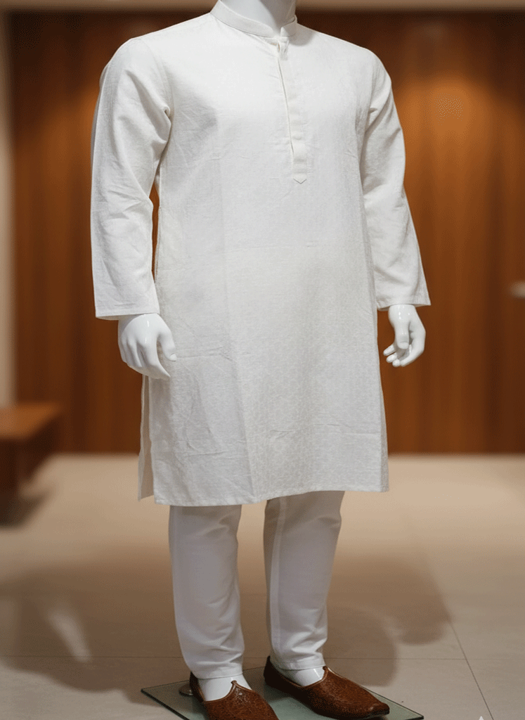 adobe Designer White Kurta By Almira - Image 1