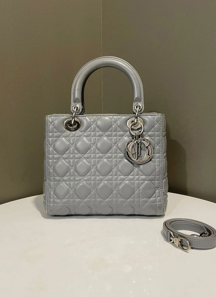 adobeeeee Dior Lady Dior Grey Lambskin – LOVELOTS LUXURY...Amazon Lot - Image 1