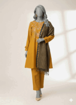 YELLOW KHADDAR 2 PIECE STITCHED